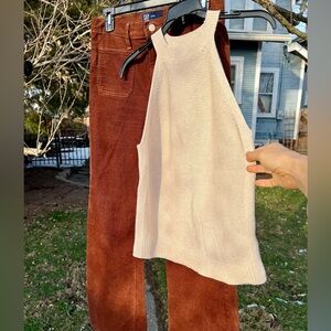 NWT Banana Republic Racerback Knit 100% Cotton Sweater Tank Nude S Mock Neck